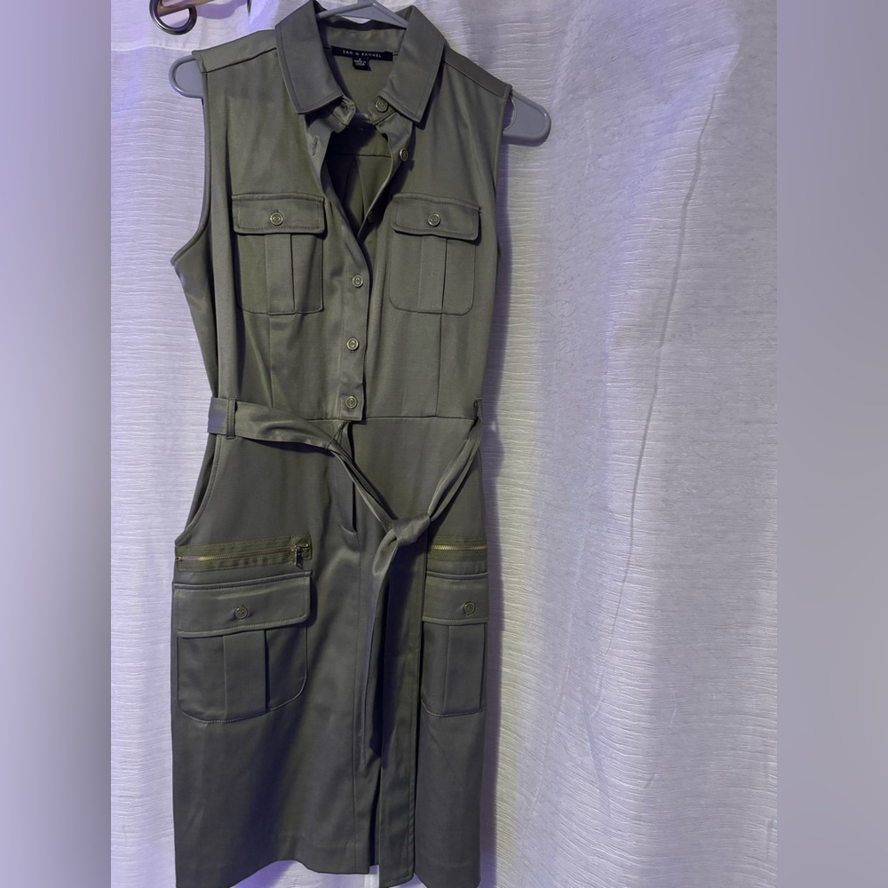 Zac & Rachel Olive Button-Front dress